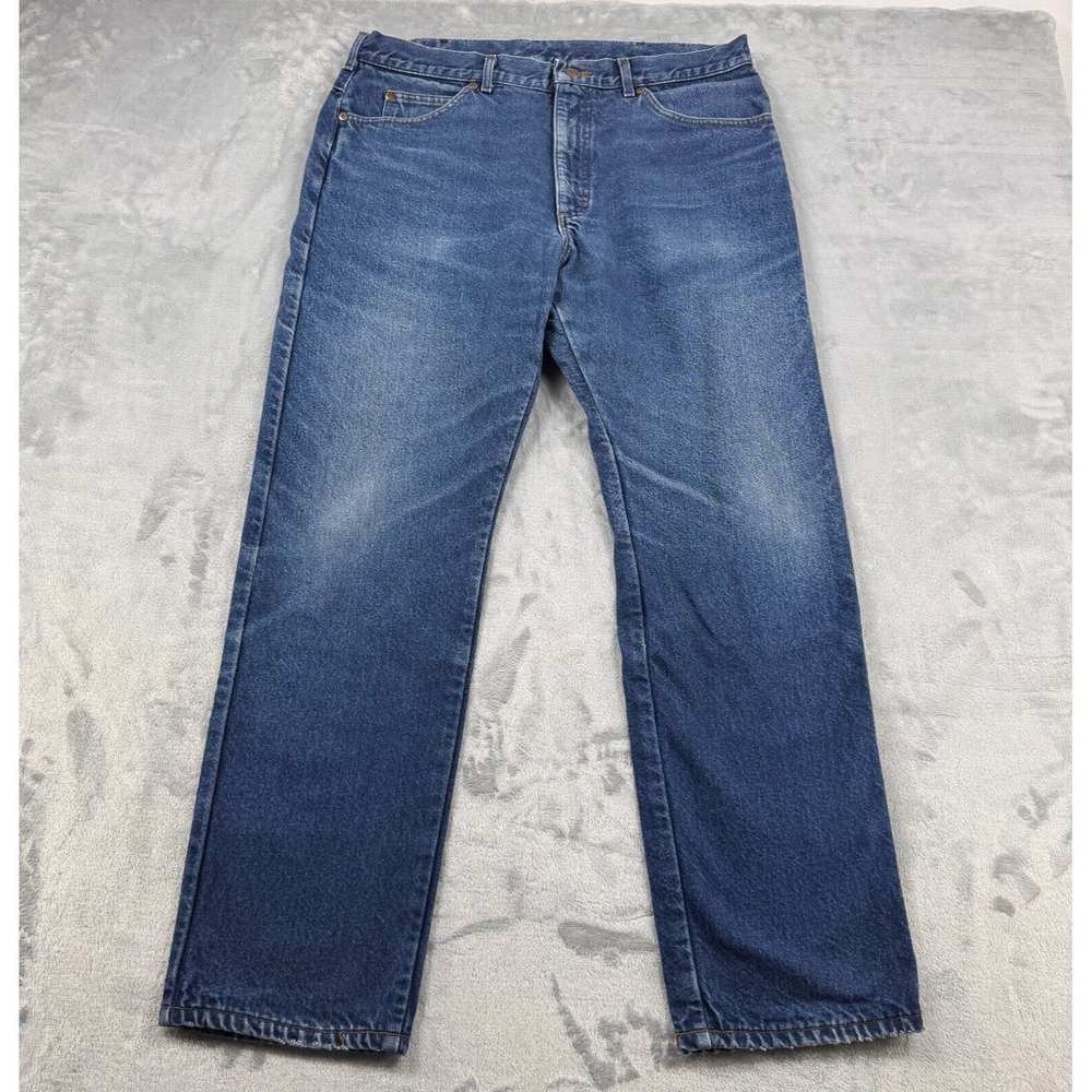 LL Bean Double L Flannel Lined Jeans Mens 38x32‎ Blue Classic Fit Denim